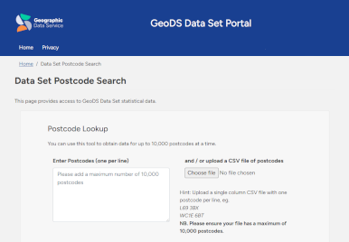 Data Set Postcode Search